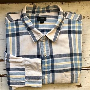 J. Crew Slub Cotton in Exploded Plaid Button Down